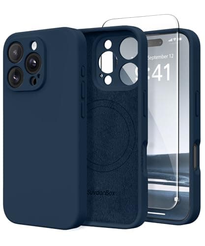 Image of SuydanBox Magnetic for iPhone 16 Pro Max Case, Compatible with MagSafe, [Full Camera Protection][Screen Protector] Silicone Shockproof Protective Phone Case for iPhone 16 Pro Max 6.9", Cobalt Blue