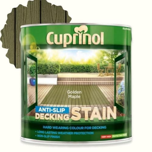 Image of AOC24 Anti Slip Decking Stain 2.5L & 5L – Water-Based Exterior Wood Finish with Mould Protection, Anti-Slip Micro Beads, Algae Resistant, Fast Drying, Rich Colour (Golden Maple, 2.5 Litre)