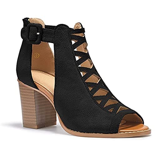 Image of Peep Toe Shoe Boots for Women Block Heel Sandals Gladiator High Heels Shoes Zipper