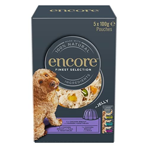 Image of Encore Natural Wet Dog Food Pouches Finest Chicken Selection in Jelly, 5x100g Pouches