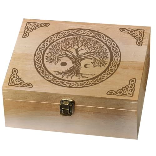 Image of arricraft 1 Pc Wooden Memory Keepsake Box, Tree of Life Knot Gifts Valentine's Day Box with Lid Lock Decorative Storage for Christmas Photo Letter Souvenir Jewelry 7.6x9.6x4inch(19.5x24.5x10.3cm)