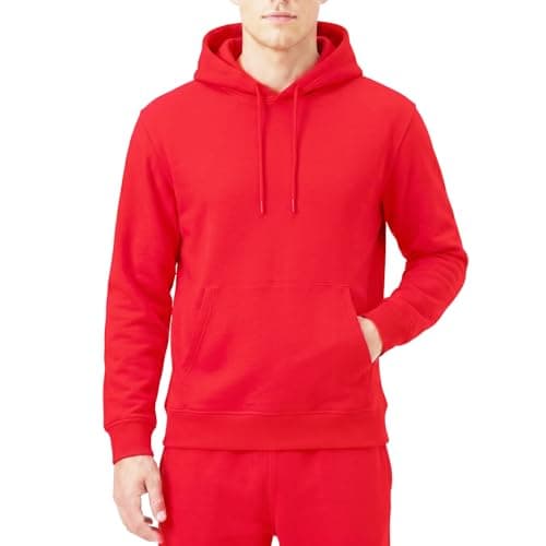Image of RIPT RCSWT763 Men's Hooded Soft Touch Loungewear Hoodie Sweatshirt Top, Red, M