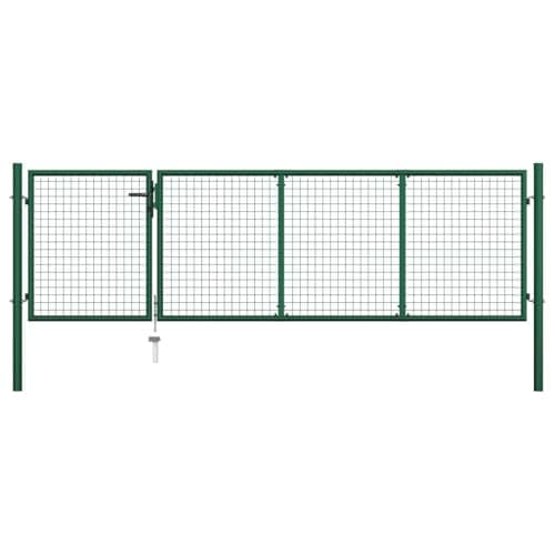 Image of vidaXL Steel Garden Gate | Double Door Design | & Resistance | Green Finish | Ideal for Patio or Garden | Dimensions: 350 x 150 cm