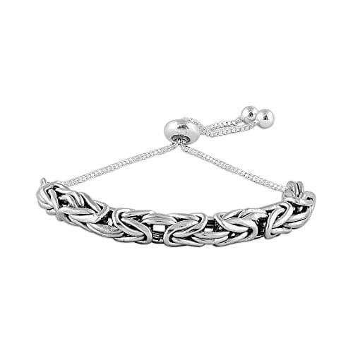 Image of Charmsy 925 Sterling Silver Classic Sterling Silver Jewellery Sliding Bolo Byzantine Bracelet for Women | Adjustable Bracelet Jewellery Gift for Women