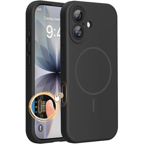 Image of Miracase Magnetic for iPhone 17 Case, Compatible with MagSafe, Integrated Silicone Camera Control Cover, 3.0mm Thicken Shockproof Drop Protection Phone Case for 17,Black