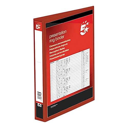 Image of 5 Star Presentation Ring Binder PVC 4 D-Ring 25mm Size A4 Red [Pack 10]