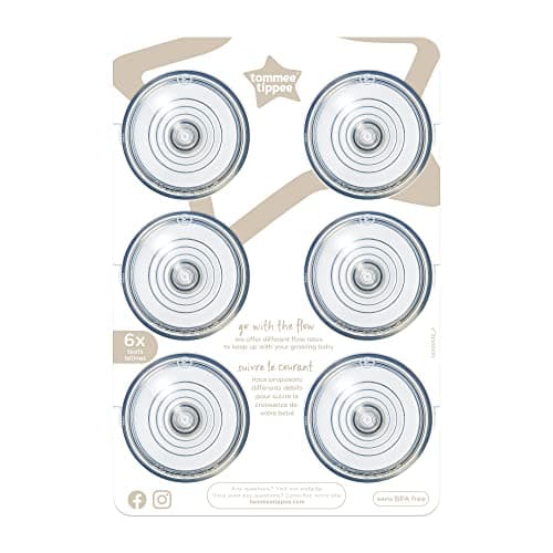 Image of Tommee Tippee Advanced Anti-Colic Baby Bottle Teats, Breast-Like, Soft Silicone, Fast Flow, 6m+, Pack of 6,Clear