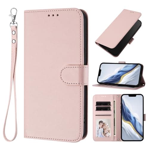 Image of Ymyhyuxi Leather Flip Cases for HMD Fusion Case Business Cover Card Wallet Phone Solid Color Three Card Slot Covers (Pink)