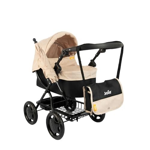 Image of Joie Junior Stone Classic Pram & Parasol | Includes Matching Changing Bag & Adjustable Hood | Under Seat Storage | Kids Toy Travel System Pushchair Buggy |Pushchair & Pram Toys for Kids Aged 3+