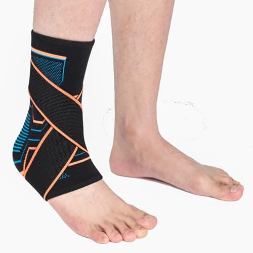 Image of VITTO Ankle Support for Sprained Ankle, Arthritis, Joint Pain, Strains, Injury, Recovery, Rehab, Sports - Multi Zone Compression Sleeve (M, with Strap)