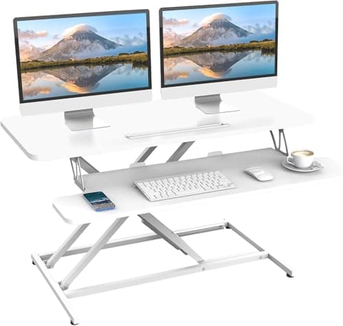 Image of ERGOMAKER Standing Desk Converter, 36"/91cm Wide Height Adjustable Quick Sit to Stand Up Desk Riser for Dual Monitor