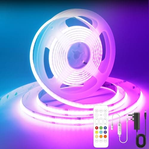 Image of AXMOTUT Bluetooth RGB COB Led Strip Lights,3m Dimmable 12V Led Light Strip with Smart App and Remote Control, Color Changing Music Sync, for TV, Bedroom, Home Decor, Party