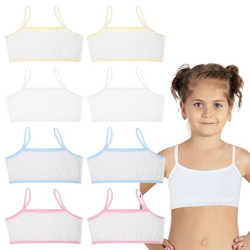 Image of Mayoii 8PCS Girls Training Bra Cotton Crop Tops for Girls Ages 8-12 Soft Girls Sports Bra & Bra Tops for School,Sleep,Everyday Wear