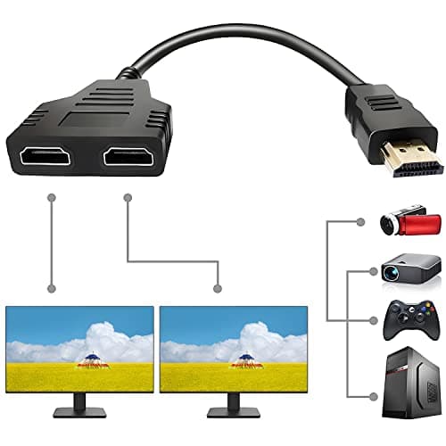Image of CHILTINA HDMI Splitter Adapter,1080P HDMI Male to Dual HDMI Femal 1 to 2 Way HDMI Splitter Adapter Cable for HDTV HD, LED,LCD Monitor and Projectors, Support Two TVs at The Same Time