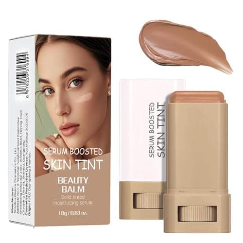 Image of Serum Boosted Skin Tint Beauty Balm - Hydrating 2-in-1 Foundation Stick With Lightweight Full Coverage For A Natural Dewy Finish, Portable Cream Stick In Light Brown, Ideal For Daily Face Makeup