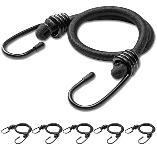 Image of Aegero 18inch Bungee Cords with Hooks,6Pcs Heavy Duty Extra Strong Outdoor Elastic Rope,Multi-Purpose Elastic Bungee Straps for Luggage,Camping,Tarps,Bike Rack,Outdoor Tent,Weatherproof（Black）