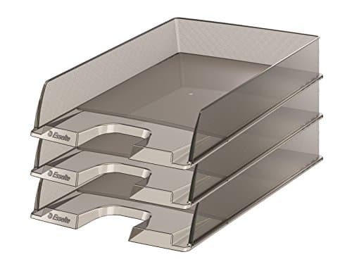 Image of Esselte A4 Letter Tray, Transparent Smoked Grey, Pack of 10, Europost Range, 623604