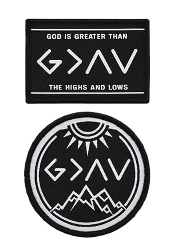 Image of Great 1 Christian Morale Patches 2-Pack, God is Greater Highs/Lows - Tactical Hook and Loop Military Appliques for Hats, Backpacks, Vests, Jackets
