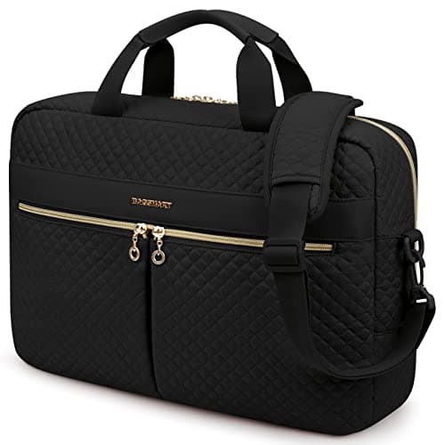 Image of bagsmart Laptop Bag, 17.3 Inch Briefcase for Women Large Laptop Case Computer Bag Office Travel Business (17.3 inch-Black)