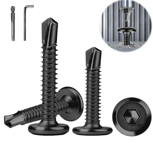 Image of Hexizexi 100 PCS Self Tapping Screws Metal 5.5x25 mm Self Drilling Flat Head Stainless Steel Black Screws with Hex Socket Bit and Hex Key for Metal Plastics