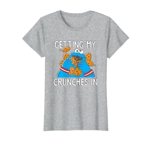 Image of Sesame Street Cookie Monster My Crunches T-Shirt, Women, Heather Grey, XX-Large