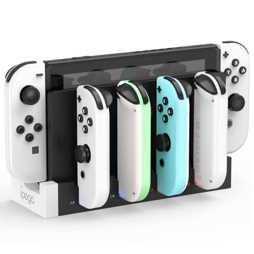 Image of FYOUNG Controller Charger for Joy Con Compatible with Nintendo Switch & Switch OLED Model, USB Charging Dock for JoyCons Remote with LED Indicator - White&Black