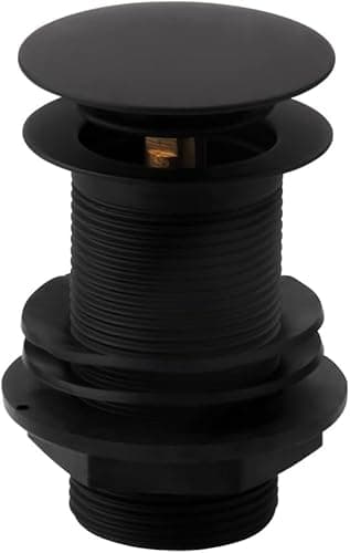 Image of Black Unslotted Basin Waste by Arty Bathrooms - Matt Black Pop Up Brass Sink Waste - Standard 1.1/4" Connection - Click Clack Push Button