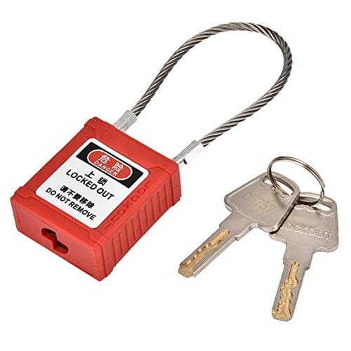 Image of Industrial Safety Lockout Padlocks with Extra Long Wide Shackle and Flexible Cable Key Lockout Tagout Locks