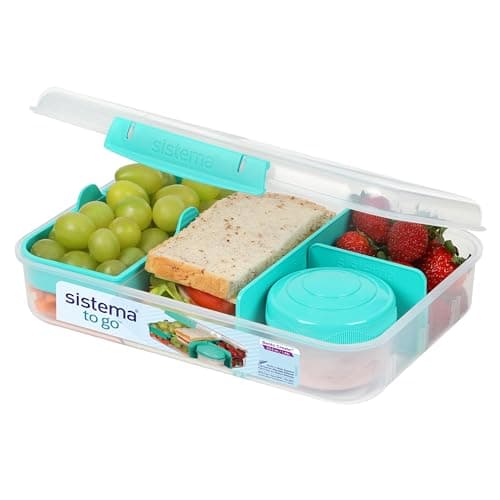 Image of Sistema TO GO Bento Box Create | 1.48 L | School Lunch Boxes With Compartments & Snack Pot | BPA-Free | 1 Count | Minty Teal