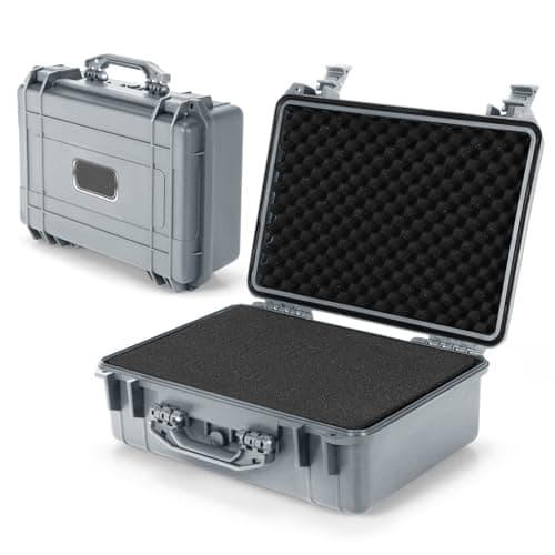 Image of COSTWAY Portable Waterproof Hard Case, Compact Camera Case with Customizable Fit Foam, Dustproof Protective Tool Box for Electronics, Drones, Camera and Lens (Grey, 18 Inch, 45x34x18cm)