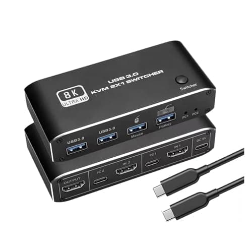 Image of AUBEST Video Switcher, HMI 2.1 KVM Switch 4K 120Hz HMI USB KVM Switch Dual Port USB HMI 2.1 Switcher 2X1 2X2 4K 60Hz 8K 60Hz For 2 PCs 1 Monitor