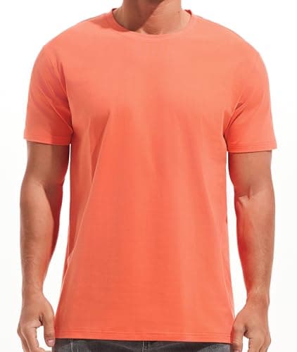 Image of RONOMO Men's Solid Color Comfortable T-Shirt(JS Orange S)
