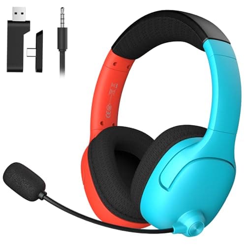Image of Rumoon Wireless Gaming Headset for Nintendo Switch, Wireless Gaming Headphones with Mic for Nintendo Switch