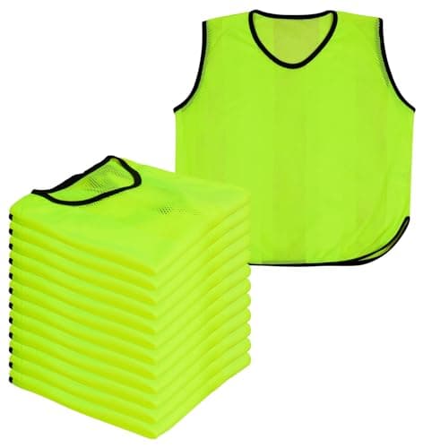 Image of A2Z 12 Pack Sports Training Mesh Bibs Lightweight Comfortable - Sports Bibs Yellow 12 Pack 9-14