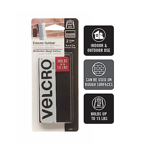 Image of VELCRO Brand / Heavy Duty Stick On Strips / Cut-to-Length double Sided Hook & Loop / Self Adhesive Strips / Perfect for Room Décor & Home, Office, Garage Use / Black| 50mm x 100mm / Set of 2