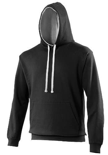 Image of AWDis Just Hoods Varsity Contrast Hoodie Jet Black/Heather Grey L