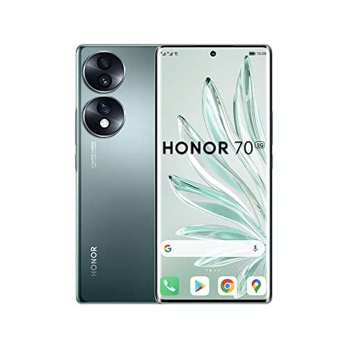 Image of HONOR 70 Smartphone, Mobile Phone 5G, SIM Free Unlocked, 8+256GB, 54 MP Triple Rear Camera, 120Hz 6.67 Inch OLED Curved Screen, Android 12, 4800mAh Emerald Green