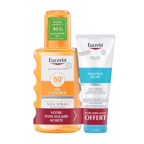 Image of Eucerin Sun Protection Oil Control Sun Spray Transparent SPF50+ 200ml + Sensitive Relief After-Sun Cream-Gel 50ml Free