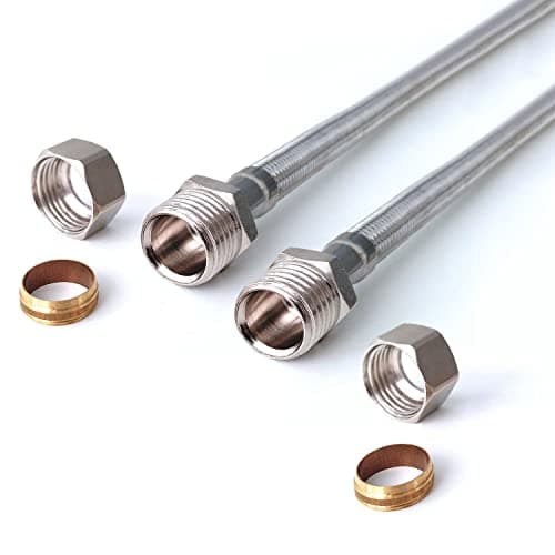 Image of Xcel Home™ 2 x 500mm 1/2" BSP x 15mm x 15mm Compression Flexible Connectors | DIY Replacment Kitchen Bathroom Connects Copper Pipe Pipes