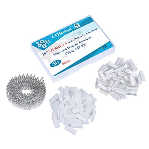 Image of CQRobot JST ZH SMD 1.5 mm Pitch 8-Pin Electronic Computer Connector IC Male Plugs, Female Sockets Housing and T-Shaped Crimp Terminal Kit. 50 Sets/500 Pieces Wire-to-Board Adapter Cable Assembly.