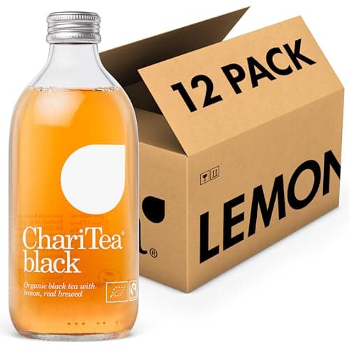 Image of ChariTea Black Iced Tea: Black Tea with Lemon - Organic, Low Calorie, No Refined Sugar, Gluten Free, Vegan, Fairtrade, Plastic Free - 12 x 330ml
