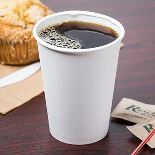 Image of HOT BARGAINS 12oz Single Wall Paper Cups, 1000 Count, White, Disposable Coffee Tea Cups for Hot and Cold Drinks