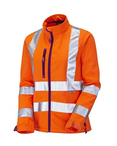 Image of Leo Workwear Honeywell SJL01 Hi-Vis Stretch Polyester Twill Ladies Softshell Jacket, M, Orange