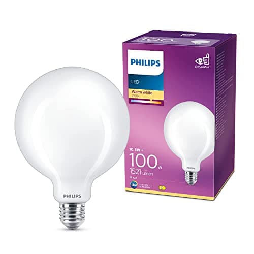Image of Philips LED Premium Frosted Globe G120 Light Bulb [E27 Edison Screw] 10.5W - 100W Equivalent, Warm White (2700K)