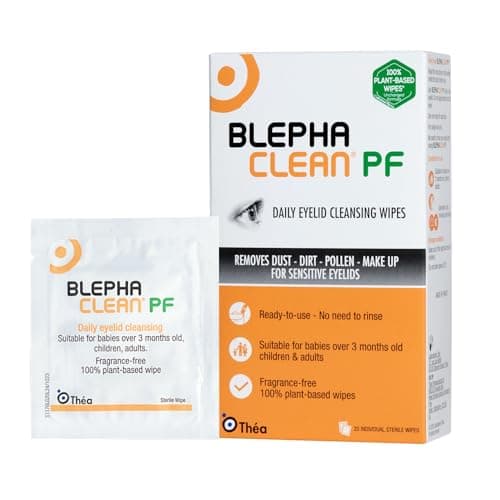 Image of Blephaclean PF Daily Eyelid Wipes - Gentle Cleansing for the eyelids and skin around the eyes, Suitable for Babies (over 3 months old), children & adults, 20 Sterile Plastic-Free Wipes