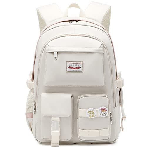 Image of Makukke Middle School Backpacks for Teen Girls - kawaii Anime Kids Bookbags Women Casual Daypack (White)