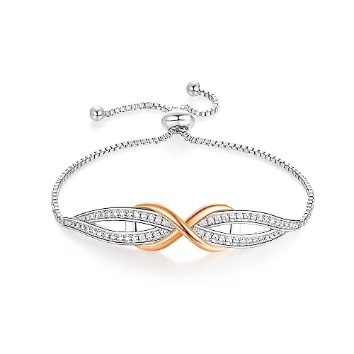 Image of Angelady Infinity Bracelet for Women, Rose Gold Plated Silver Adjustable Bracelet, Women's Bracelet Mother's Day Gift Birthday Women Mom/Gift Box