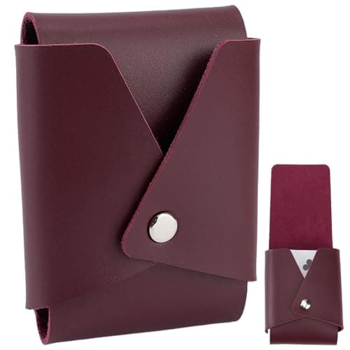 Image of CALFOVERA Single Deck PU Leather Playing Card Holder Dark Brown Leather Playing Card Case Box Pouch Protector Multipurpose Compatible Wallet Coin Pouch for Poker Bridge Board Games Travel Accessory