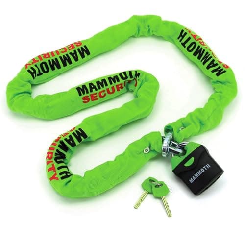 Image of Mammoth Motorcycle Chain and Padlock Heavy Duty 10mm Thick Hardened Steel Security Chain 1.8 Metre Length
