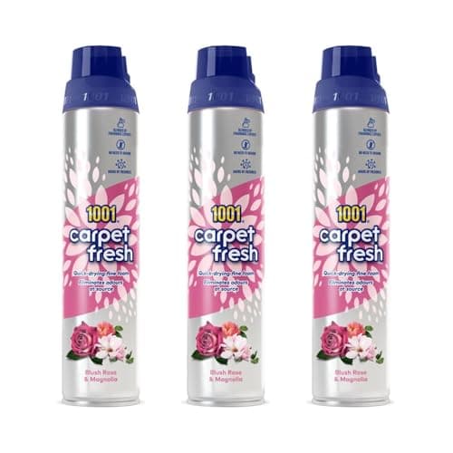 Image of 1001 Carpet Fresh Foaming Carpet Cleaner, Blush Rose & Magnolia Scent, Quick-Drying Foam, Odour Eliminator, 300ml, Pack of 3